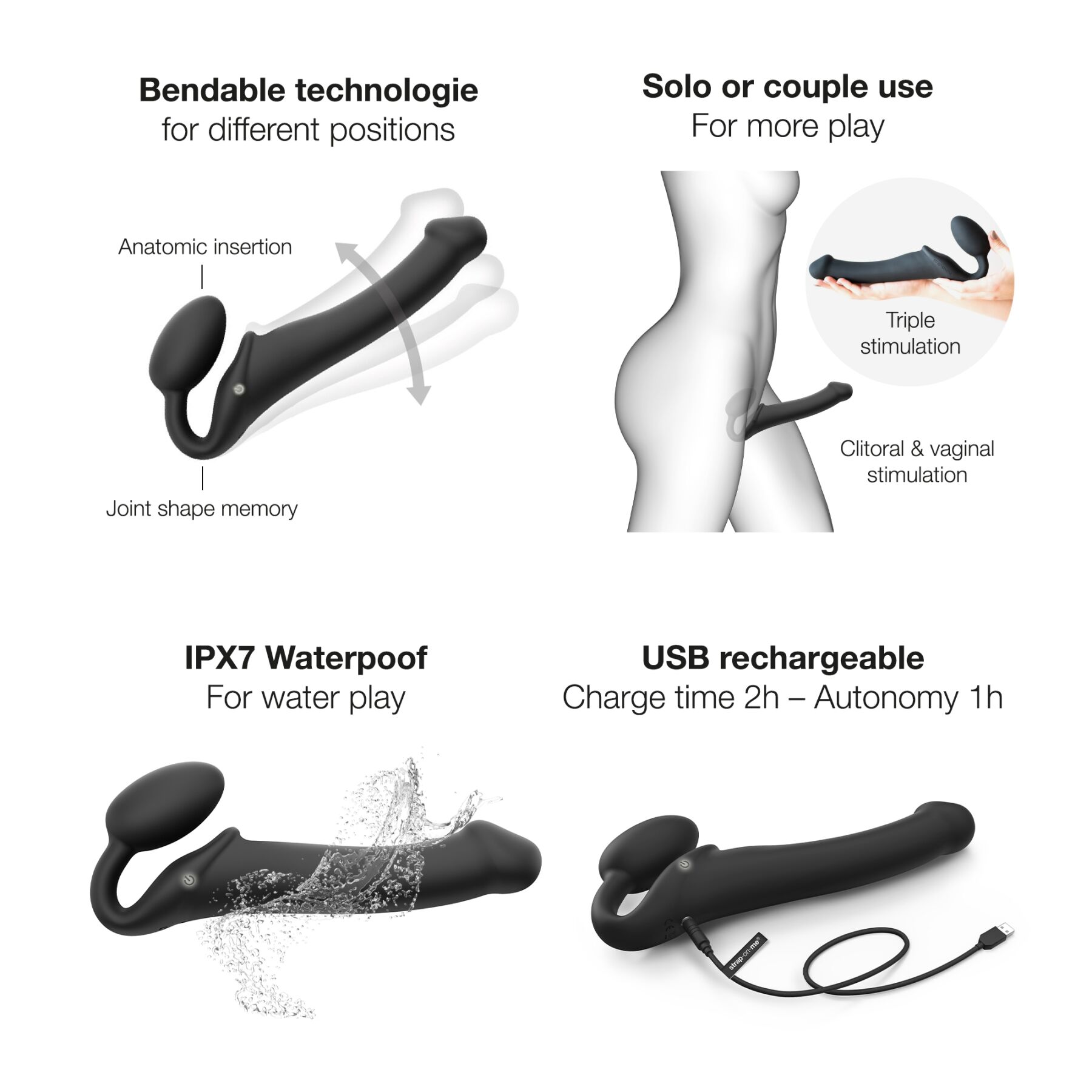 Безремінний страпон з вібрацією strap on me vibrating black l, діаметр 3,7см, пульт ДК, регульований Безремінний страпон з вібрацією strap on me vibrating black l, діаметр 3,7см, пульт ДК, регульований