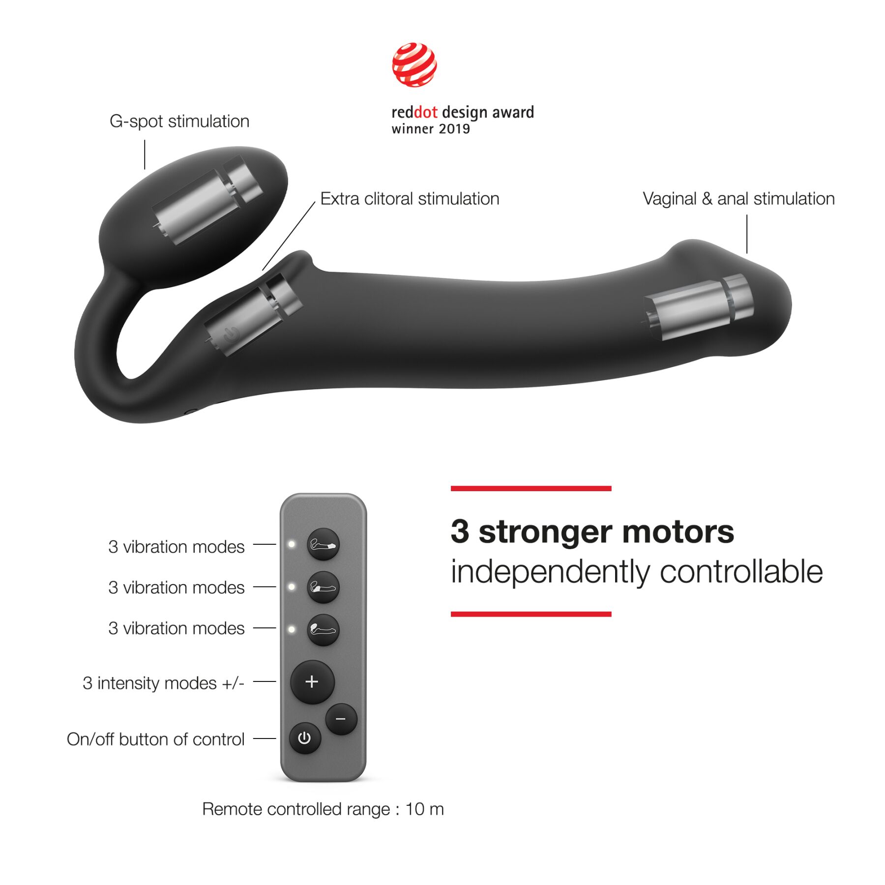 Безремінний страпон з вібрацією strap on me vibrating black l, діаметр 3,7см, пульт ДК, регульований Безремінний страпон з вібрацією strap on me vibrating black l, діаметр 3,7см, пульт ДК, регульований