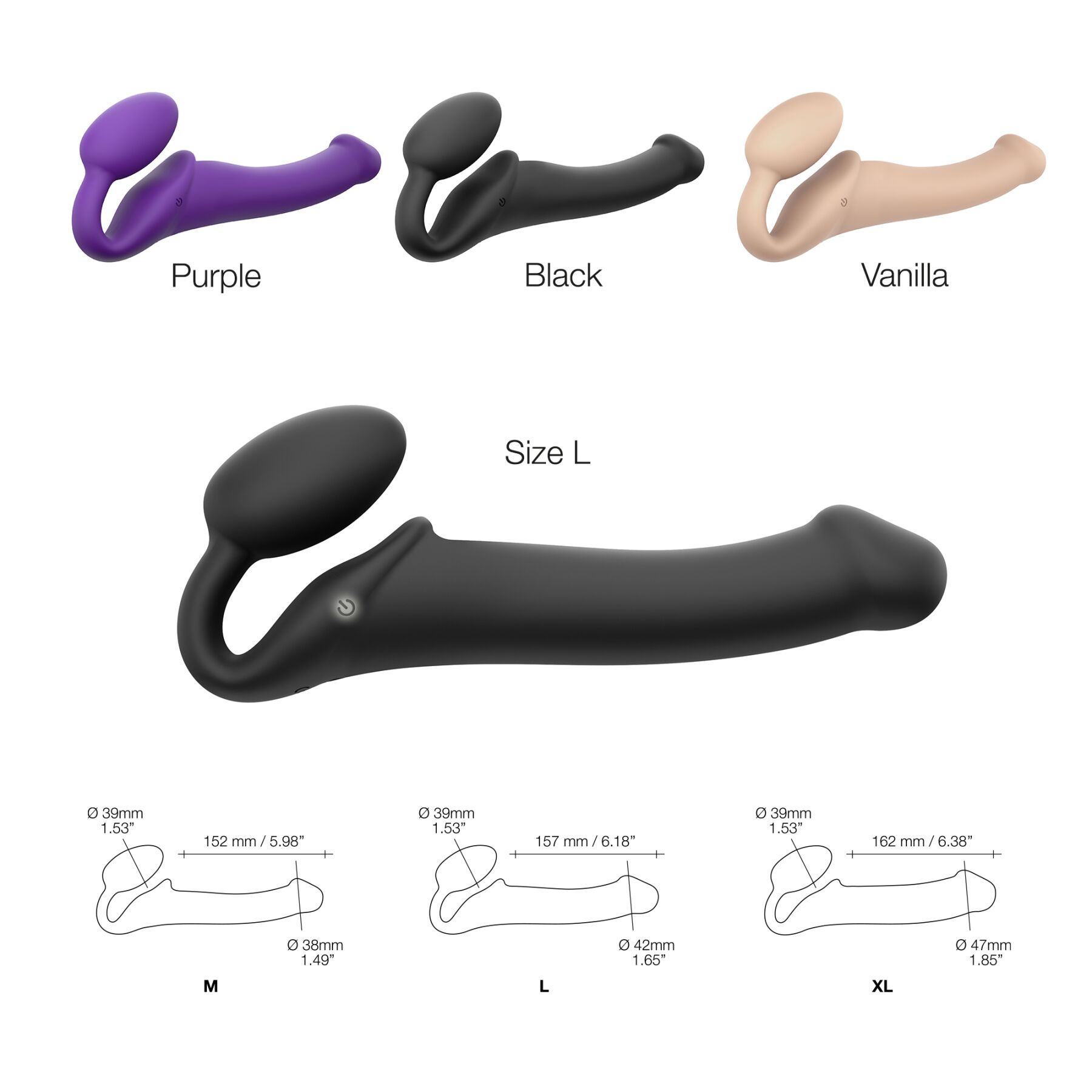 Безремінний страпон з вібрацією strap on me vibrating black l, діаметр 3,7см, пульт ДК, регульований Безремінний страпон з вібрацією strap on me vibrating black l, діаметр 3,7см, пульт ДК, регульований