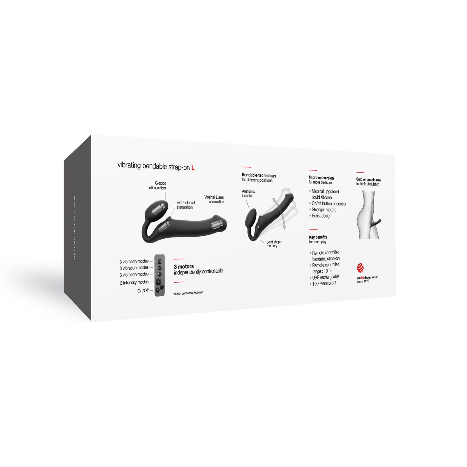 Безремінний страпон з вібрацією strap on me vibrating black l, діаметр 3,7см, пульт ДК, регульований Безремінний страпон з вібрацією strap on me vibrating black l, діаметр 3,7см, пульт ДК, регульований