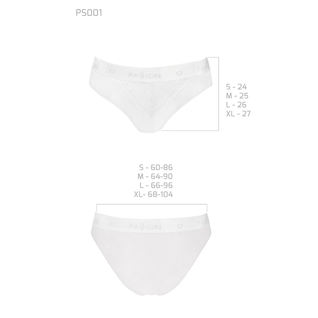 Трусики з широкою гумкою і мереживом passion ps001 panties xl, white Трусики з широкою гумкою і мереживом passion ps001 panties xl, white