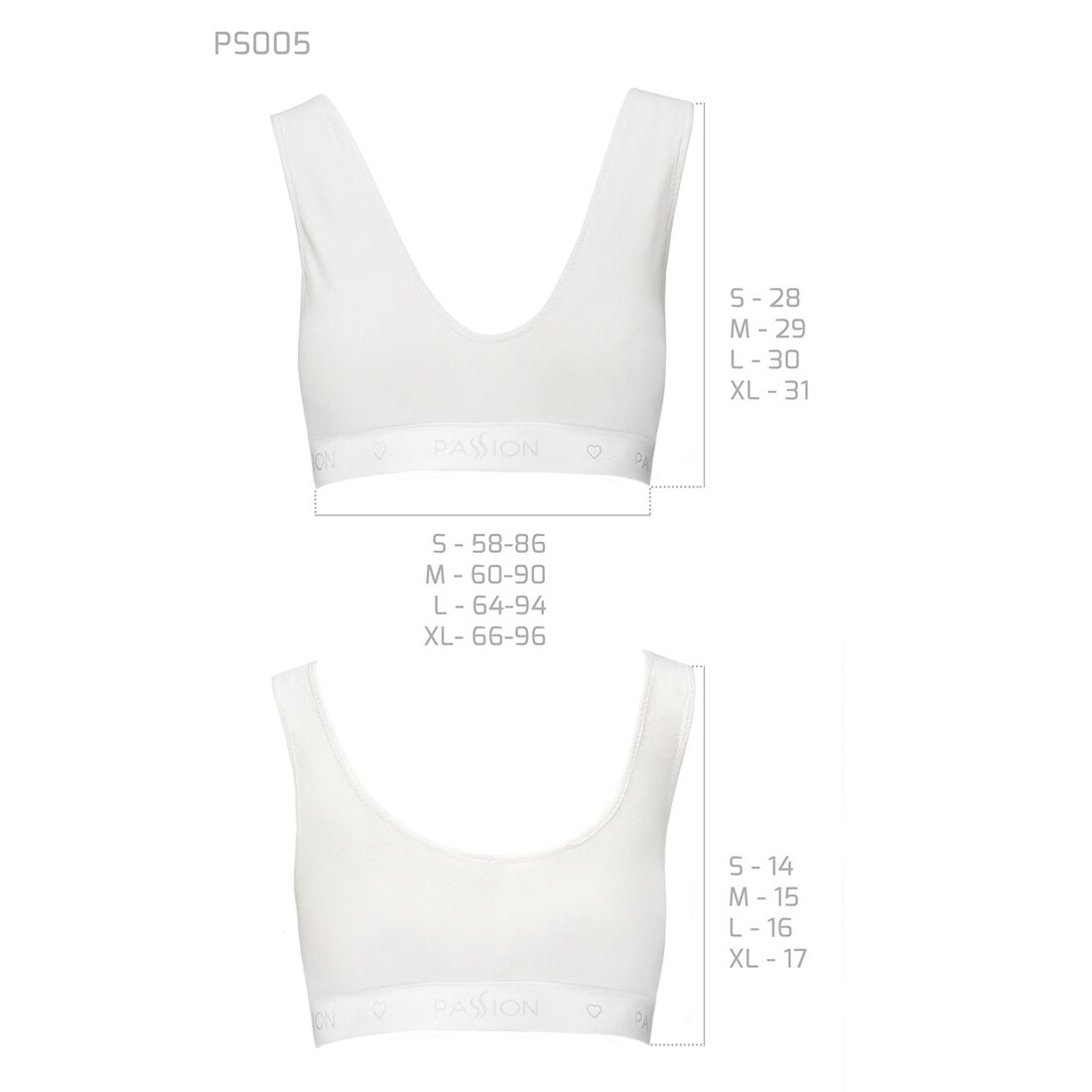 Спортивний топ з еластичної бавовни passion ps005 top xl, white Спортивний топ з еластичної бавовни passion ps005 top xl, white