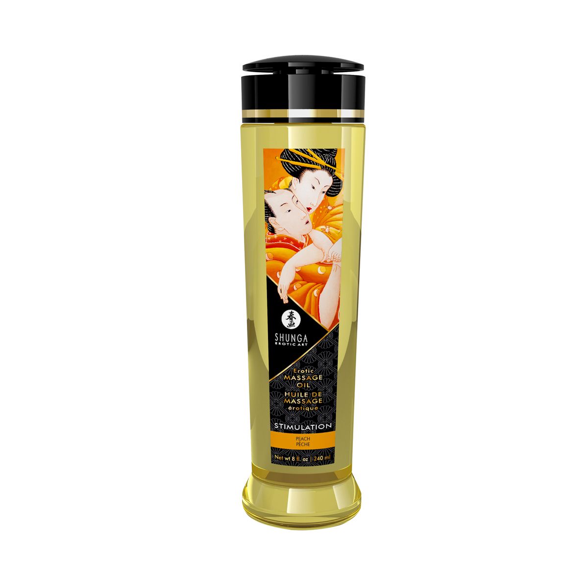 Масажна олія shunga stimulation – peach (240 мл) натуральна зволожувальна